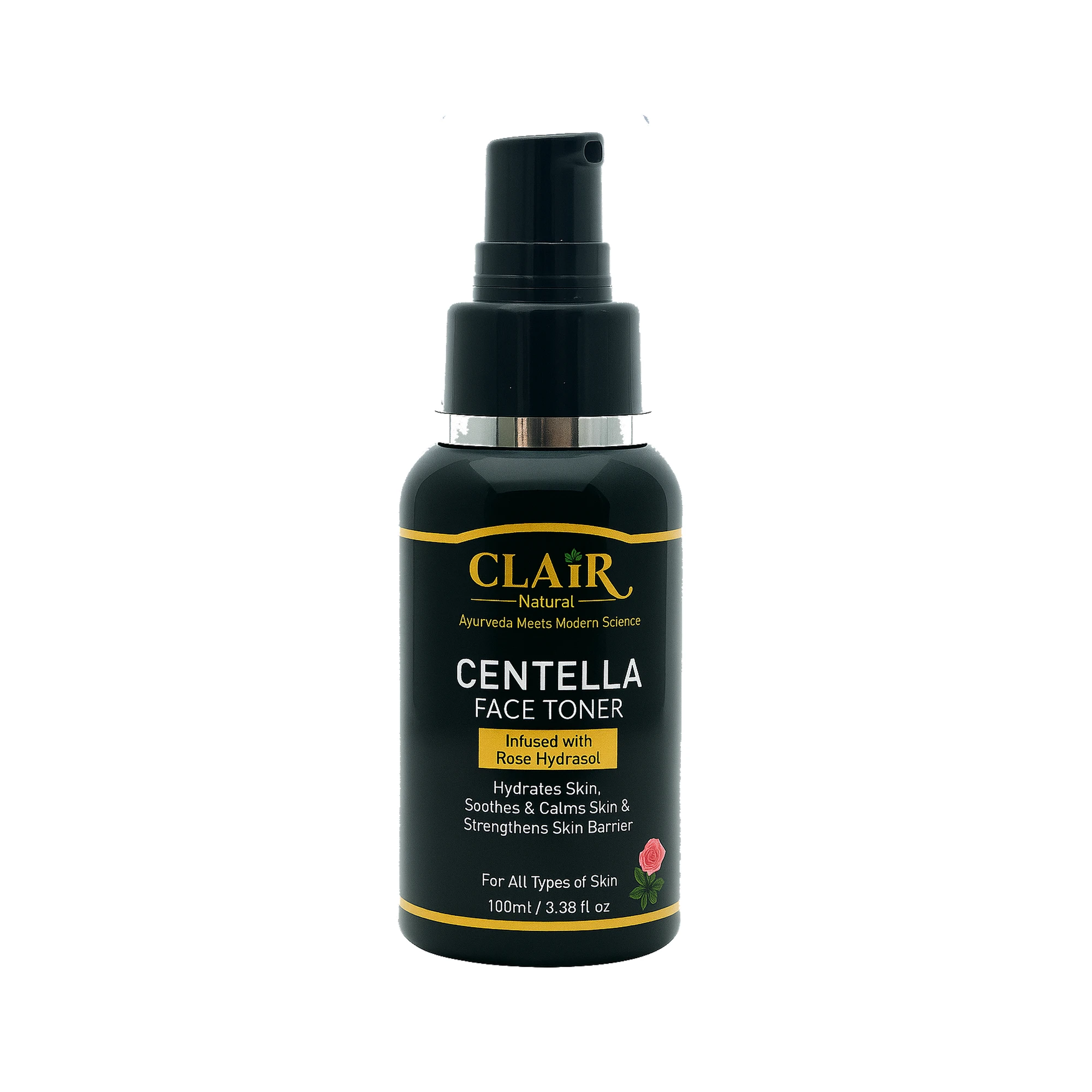 Clair Centella Face Toner – Soothing Rose Hydrosol & Cica Toner with Hyaluronic Acid for Calm, Hydrated, Balanced Skin